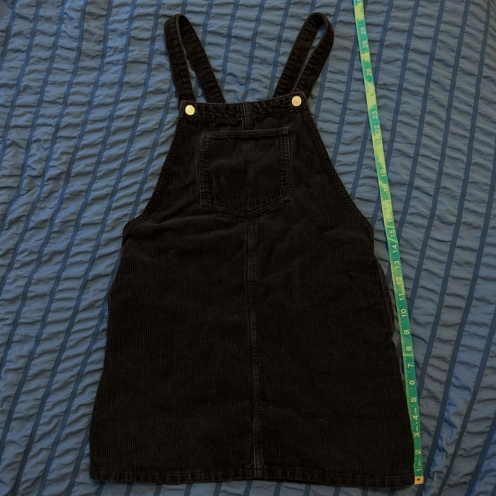 Topshop Black Corduroy Overall Dress